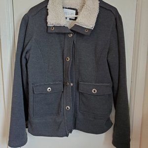 Fleece Lined Bomber Jacket Style XL Grey w Pockets